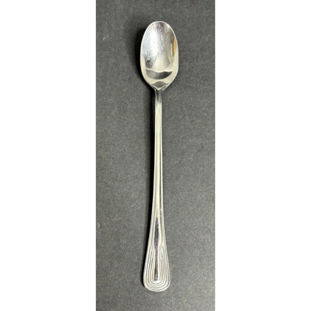 4 Serco Royale Reflections Iced Tea Spoons Stainless Flatware Art Deco 7 1/2